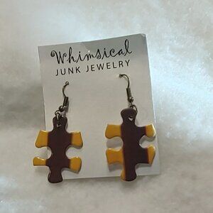 Real Puzzle Piece Earrings